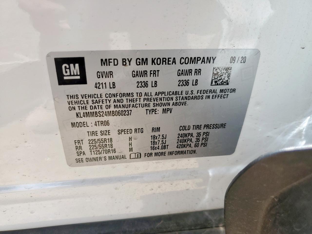 kl4mmbs24mb060237 KL4MMBS24MB060237 2021 Buick Encore Gx Preferred