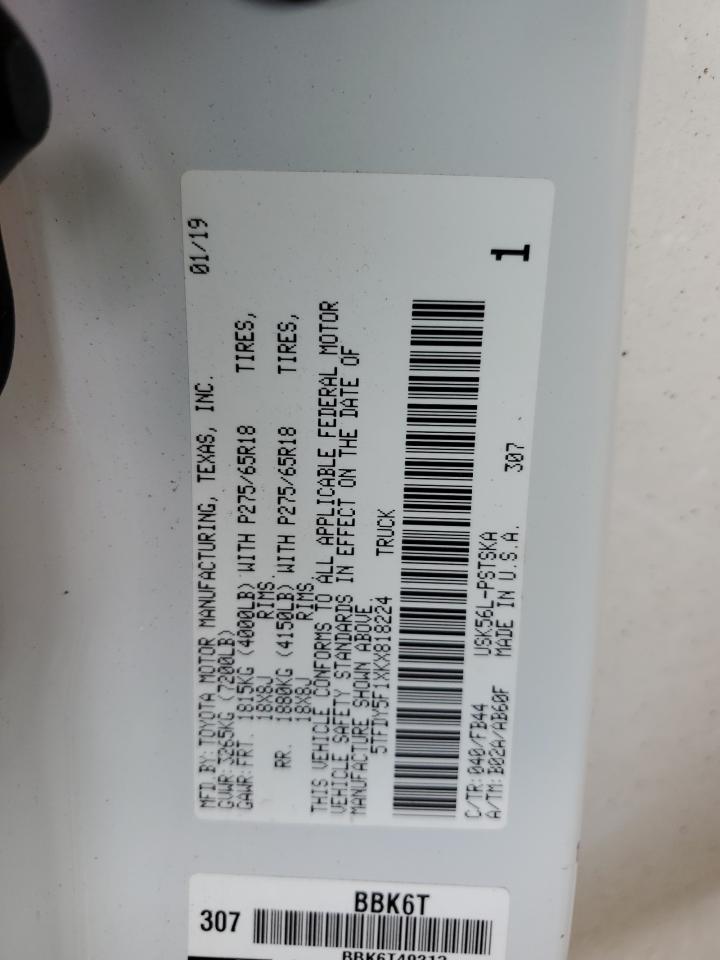 2019 Toyota Tundra Crewmax Sr5 VIN: 5TFDY5F1XKX818224 Lot: 63631335