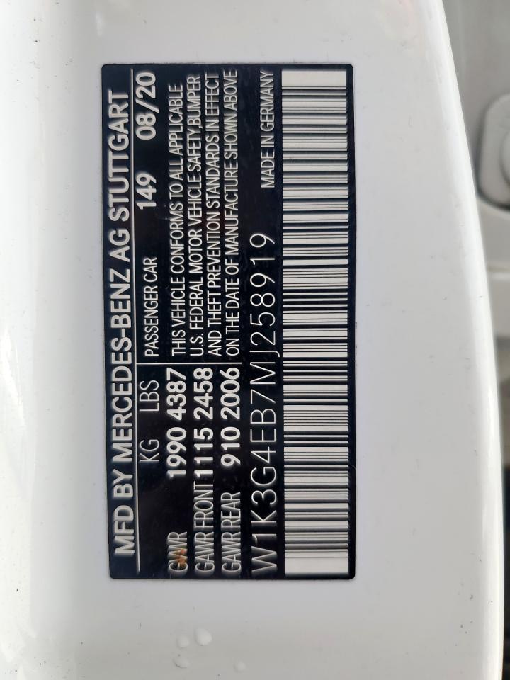 2021 Mercedes-Benz A 220 VIN: W1K3G4EB7MJ258919 Lot: 62722355