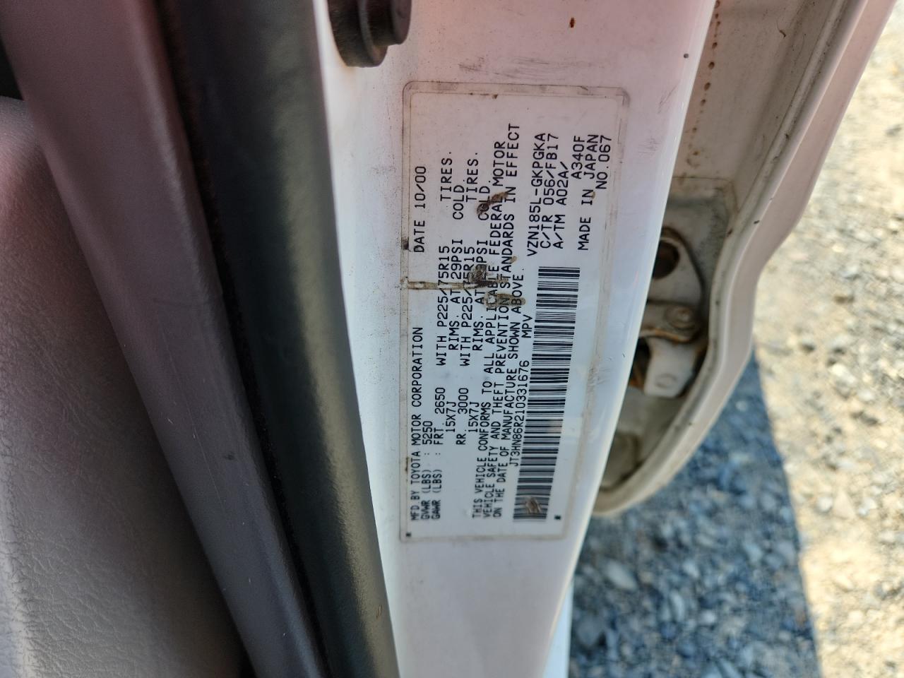 2001 Toyota 4Runner Sr5 VIN: JT3HN86R210331676 Lot: 63468875