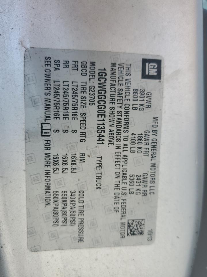 2014 Chevrolet Express G2500 VIN: 1GCWGGCG0E1135441 Lot: 67049745