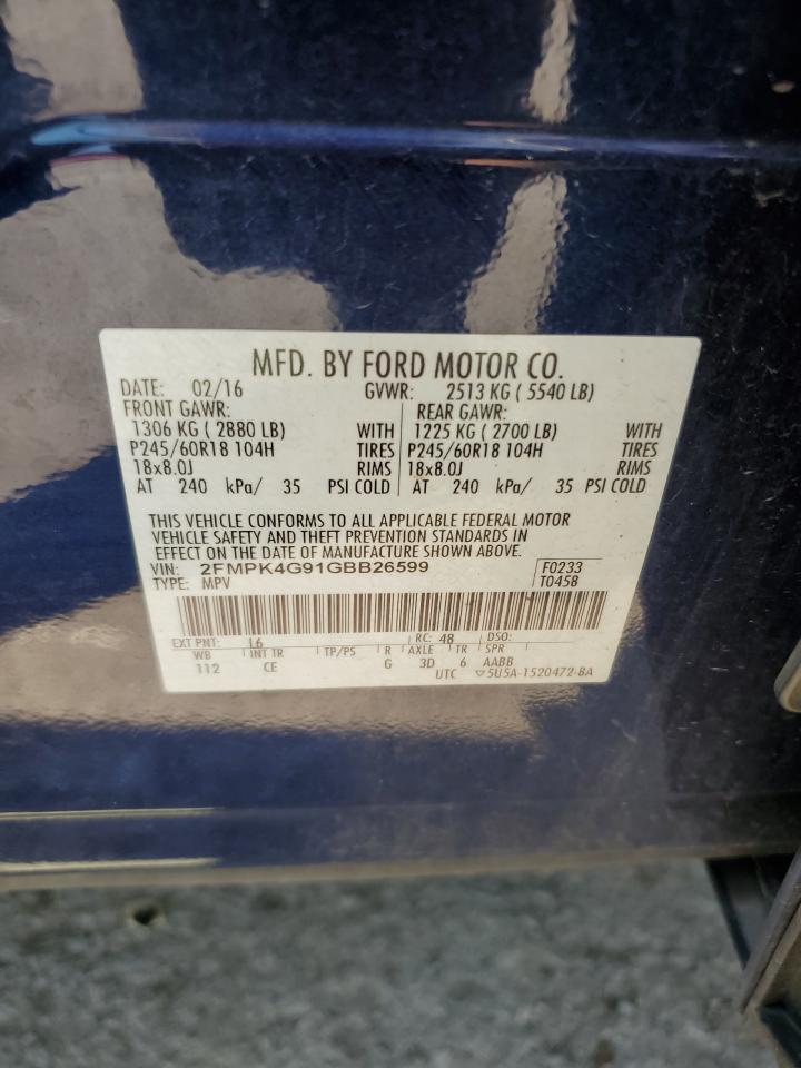 2016 Ford Edge Se VIN: 2FMPK4G91GBB26599 Lot: 67106555