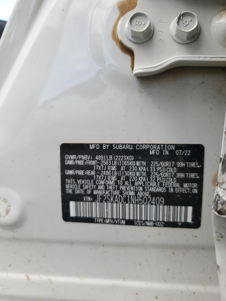 2022 Subaru Forester Premium VIN: JF2SKADC1NH502409 Lot: 69141605