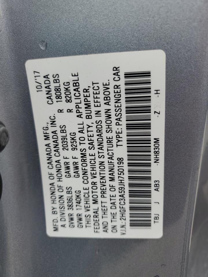 2018 Honda Civic Si VIN: 2HGFC3A59JH750198 Lot: 65153705