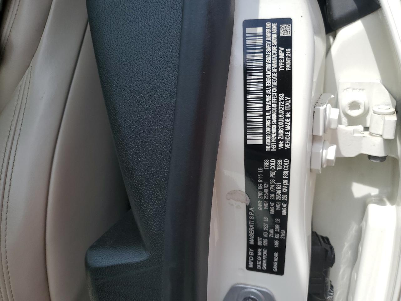 2018 Maserati Levante Luxury VIN: ZN661XUL8JX272193 Lot: 62757515