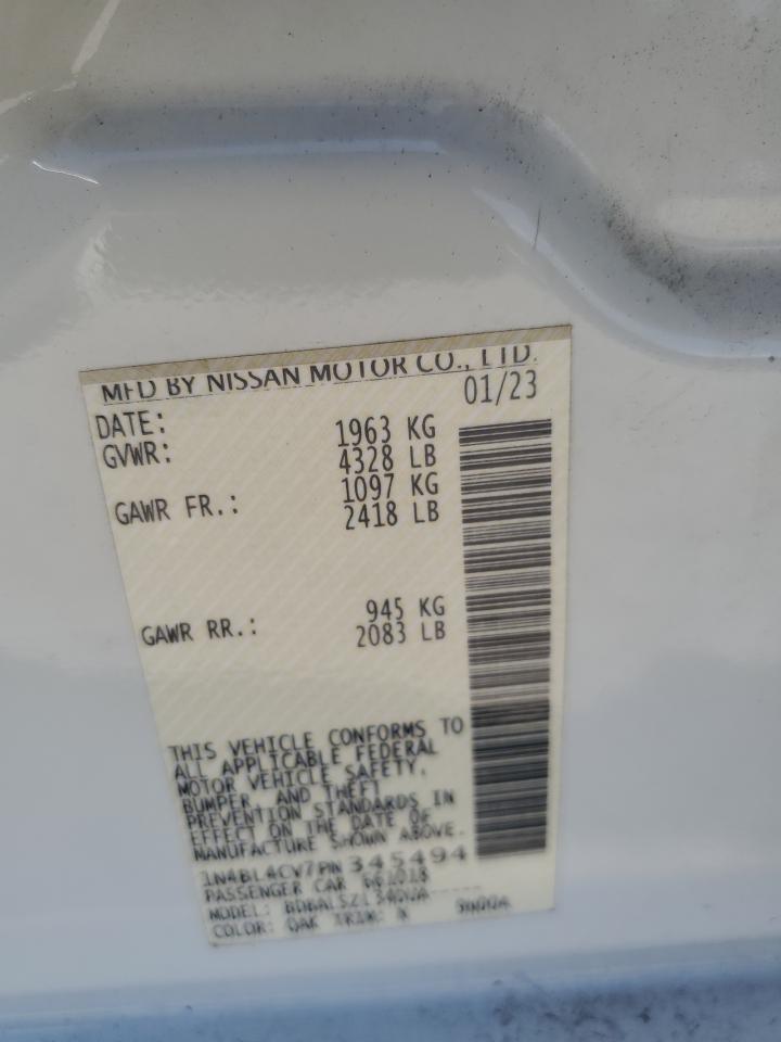 2023 Nissan Altima Sr VIN: 1N4BL4CV7PN345494 Lot: 62723425