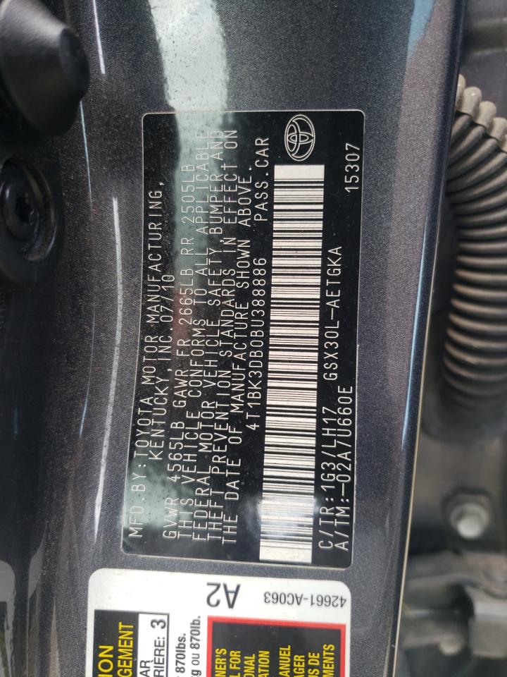 2011 Toyota Avalon Base VIN: 4T1BK3DB0BU388886 Lot: 64062535