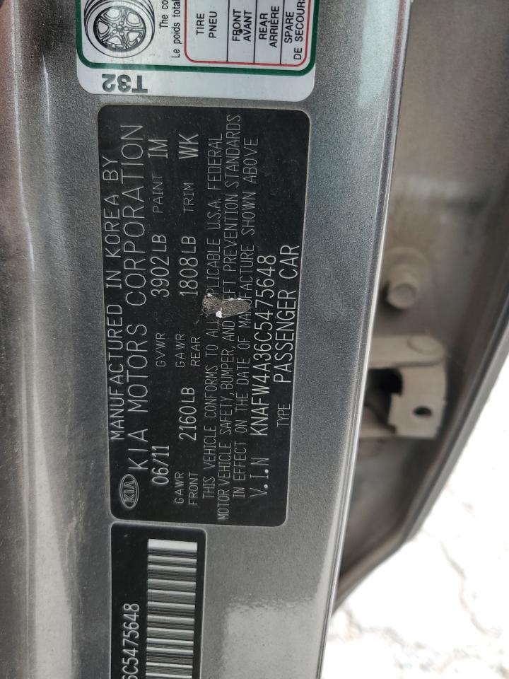 2012 Kia Forte Sx VIN: KNAFW4A36C5475648 Lot: 65613905