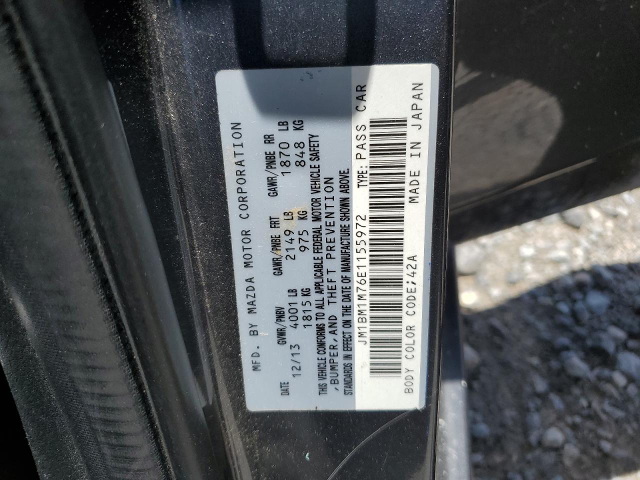 2014 Mazda 3 Grand Touring VIN: JM1BM1M76E1155972 Lot: 63633235