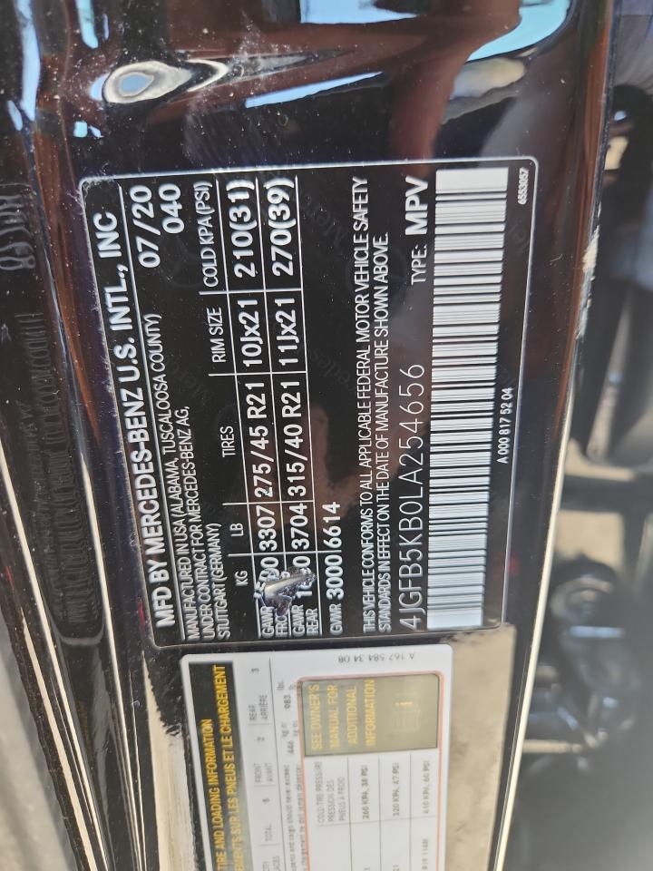 2020 Mercedes-Benz Gle 450 4Matic VIN: 4JGFB5KB0LA254656 Lot: 64047395
