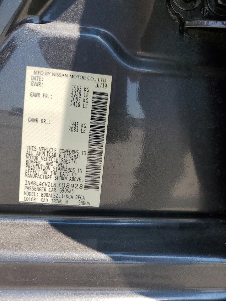 2020 Nissan Altima Sr VIN: 1N4BL4CV2LN308928 Lot: 64142745