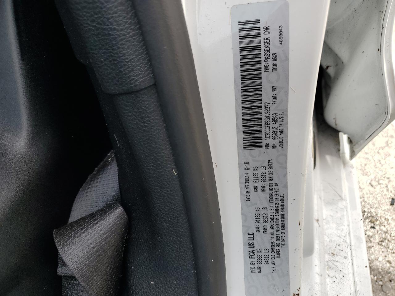 2016 Chrysler 200 Lx VIN: 1C3CCCFB6GN192377 Lot: 63788835