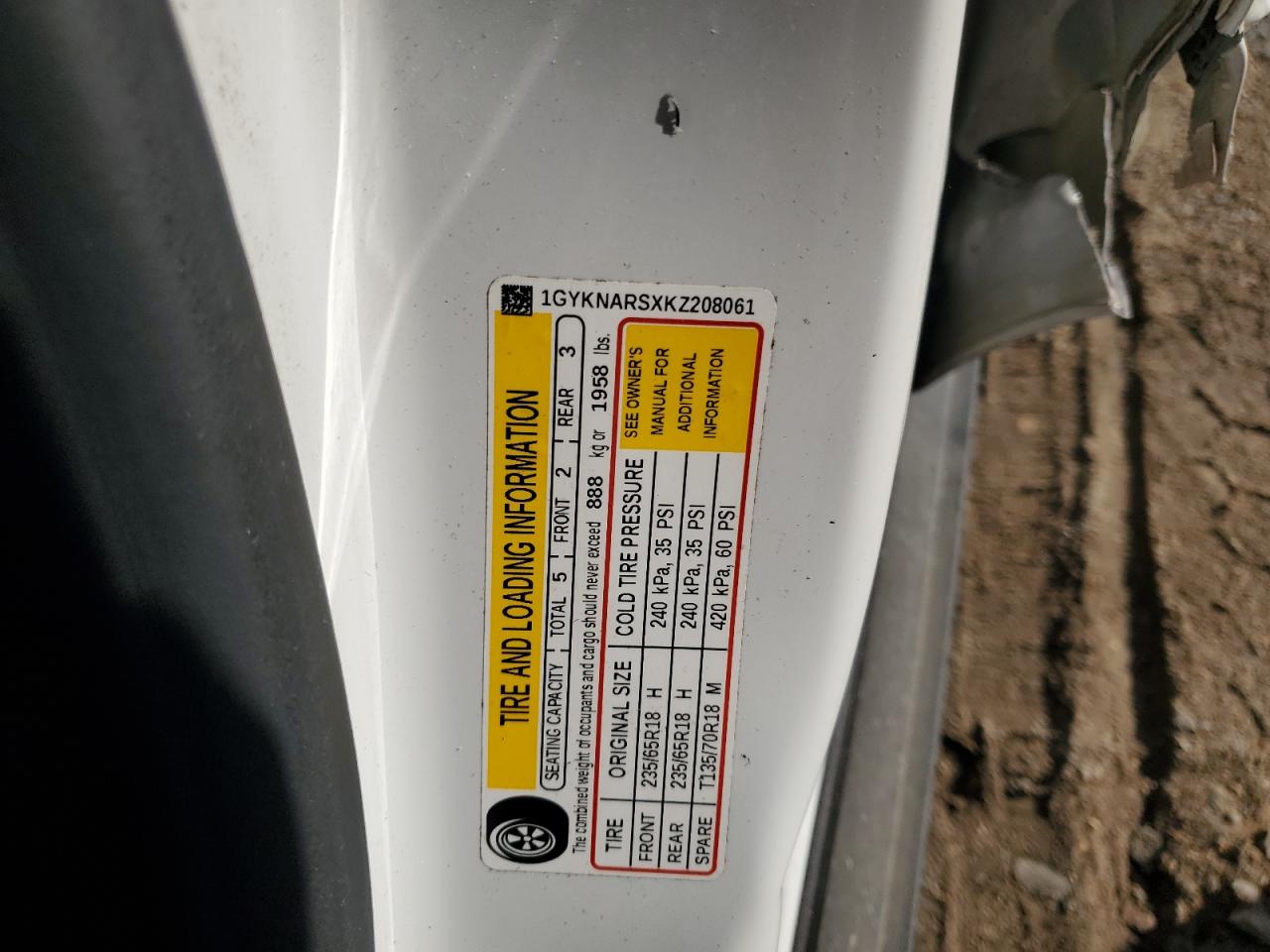 2019 Cadillac Xt5 VIN: 1GYKNARSXKZ208061 Lot: 64461135