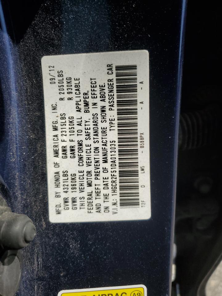 2013 Honda Accord Sport VIN: 1HGCR2F51DA013035 Lot: 64291095