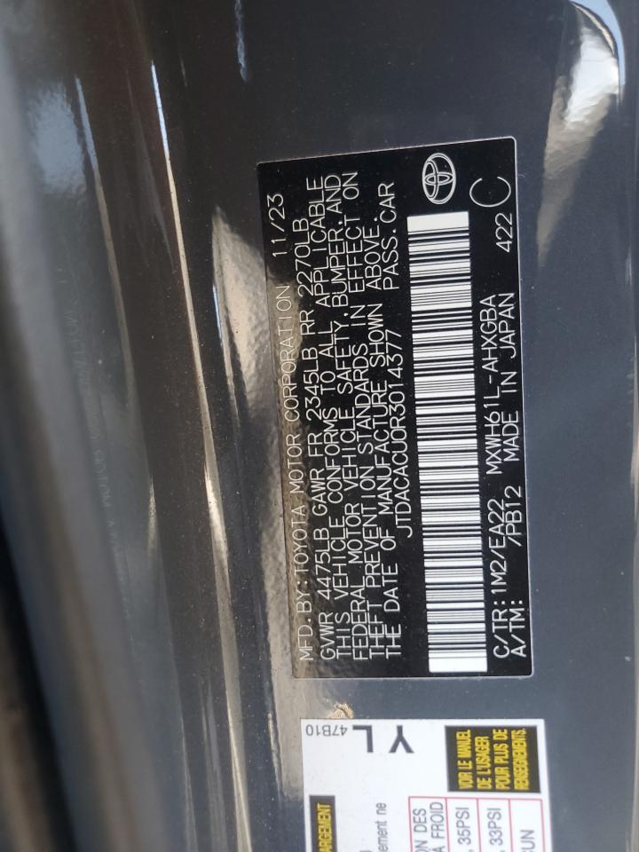 2024 Toyota Prius Prime Se VIN: JTDACACU0R3014377 Lot: 65539765