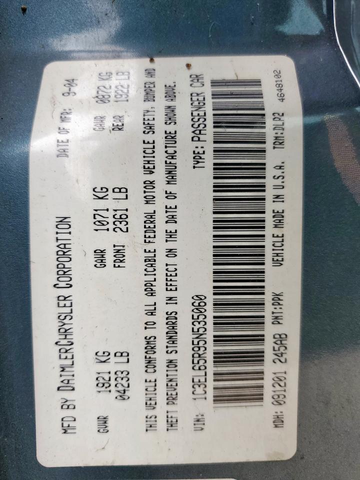 2005 Chrysler Sebring Limited VIN: 1C3EL65R95N535060 Lot: 65622165