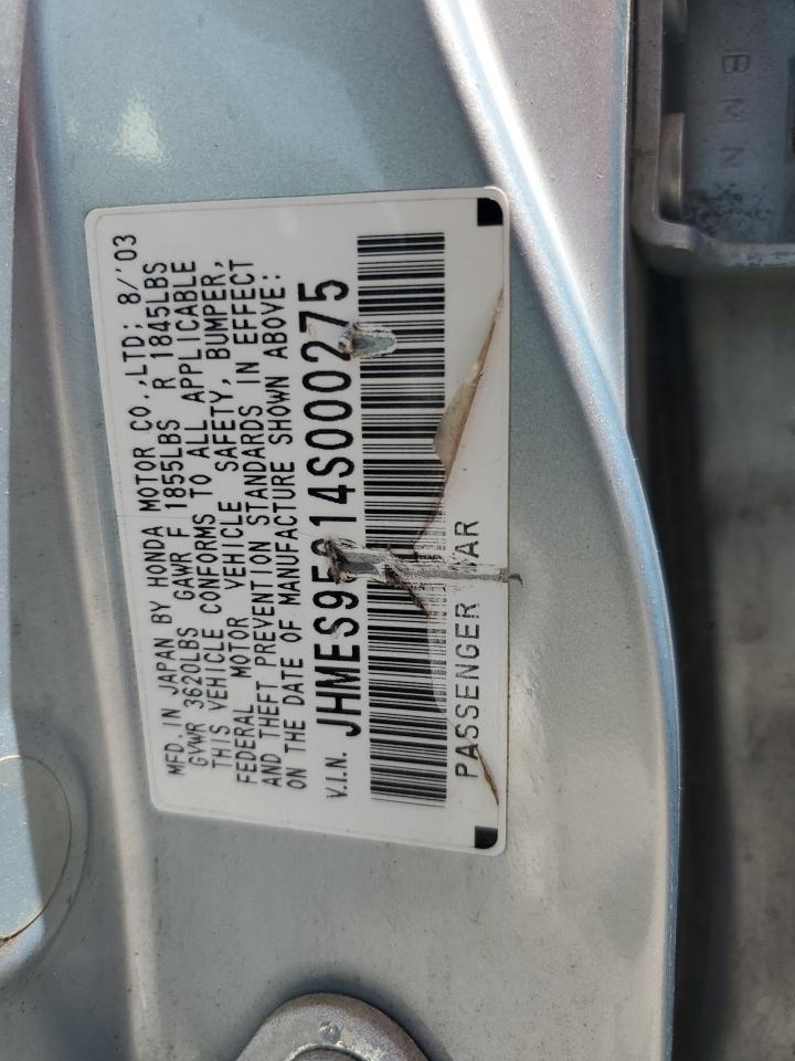 2004 Honda Civic Hybrid VIN: JHMES95614S000275 Lot: 62900405