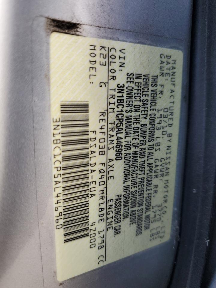 2010 Nissan Versa S VIN: 3N1BC1CP5AL446960 Lot: 65018525