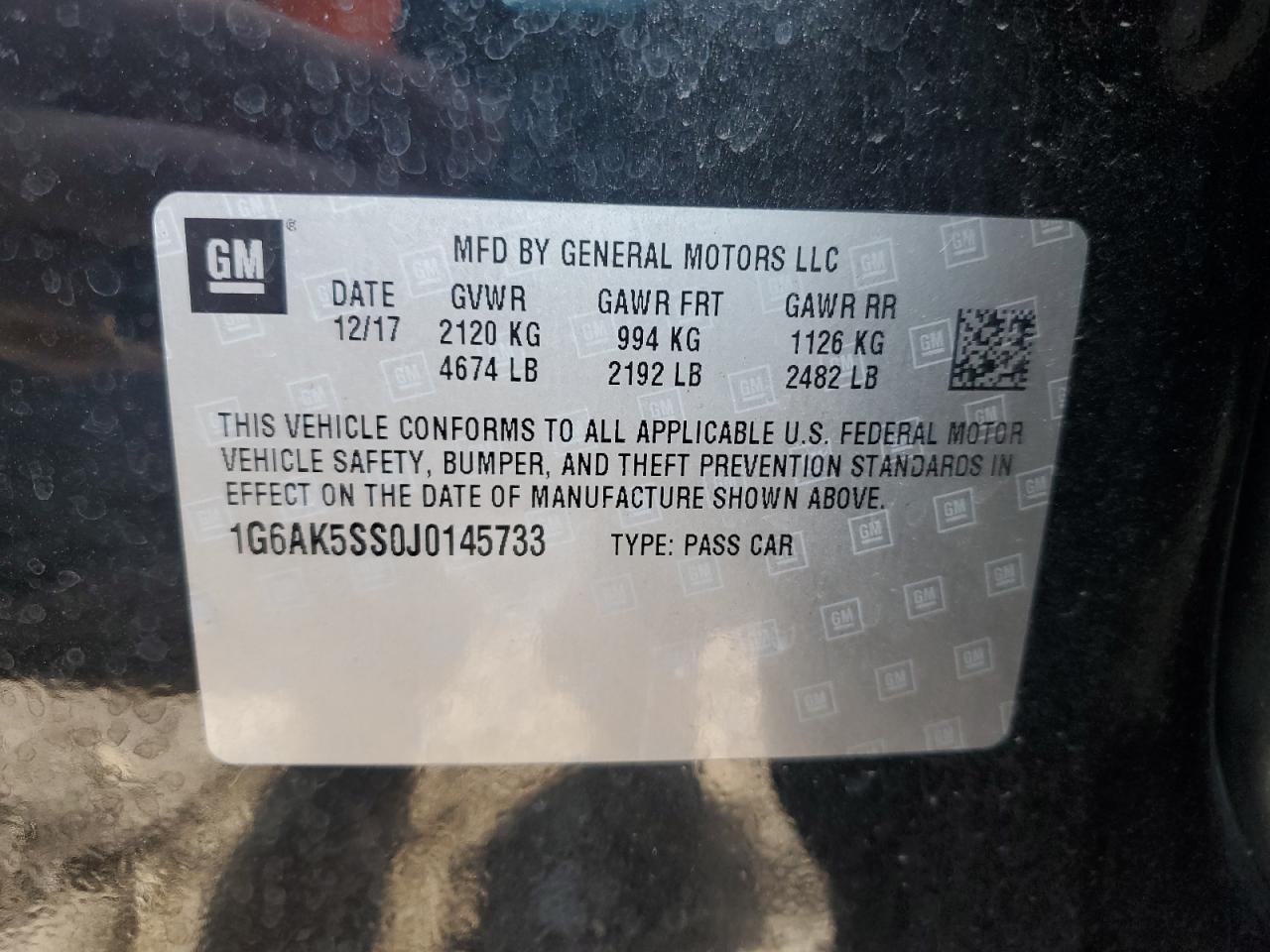 2018 Cadillac Ats Premium Luxury VIN: 1G6AK5SS0J0145733 Lot: 64060555