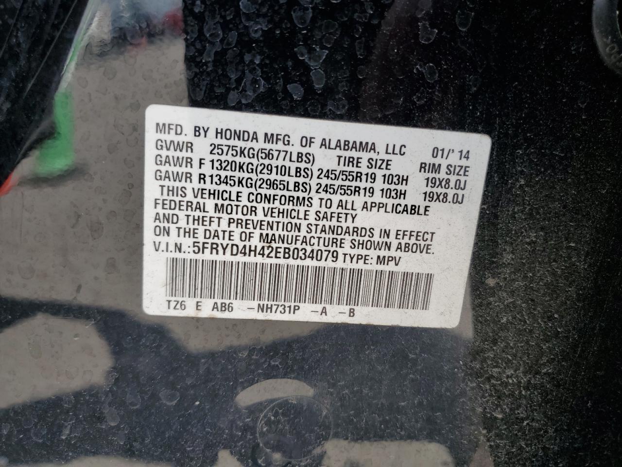 5fryd4h42eb034079 5FRYD4H42EB034079 2014 Acura Mdx Technology