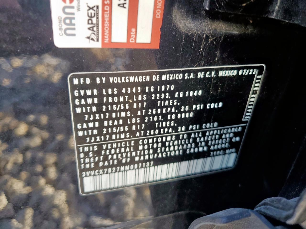 2022 Volkswagen Taos S VIN: 3VVCX7B27NM097137 Lot: 65073465