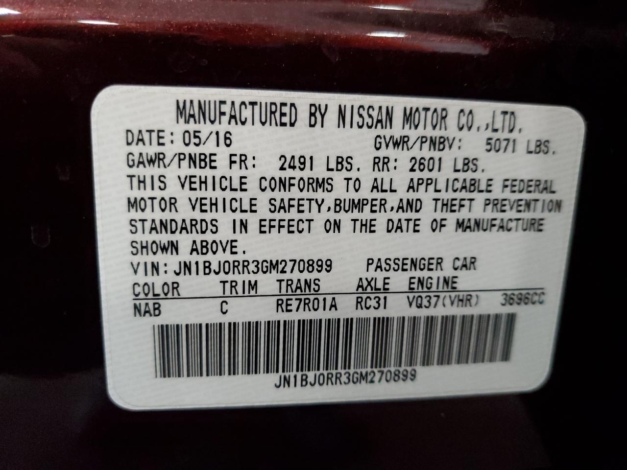 2016 Infiniti Qx50 VIN: JN1BJ0RR3GM270899 Lot: 63592155