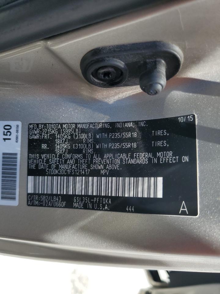 2015 Toyota Sienna Xle VIN: 5TDDK3DC1FS121417 Lot: 64295755
