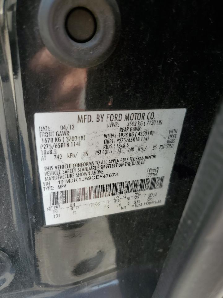 2012 Ford Expedition El Xlt VIN: 1FMJK1J59CEF47673 Lot: 66295065