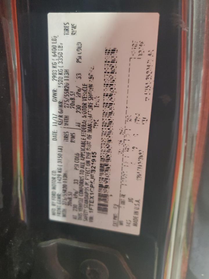 2018 Ford F150 Super Cab VIN: 1FTEX1CP5JFB21945 Lot: 65572895