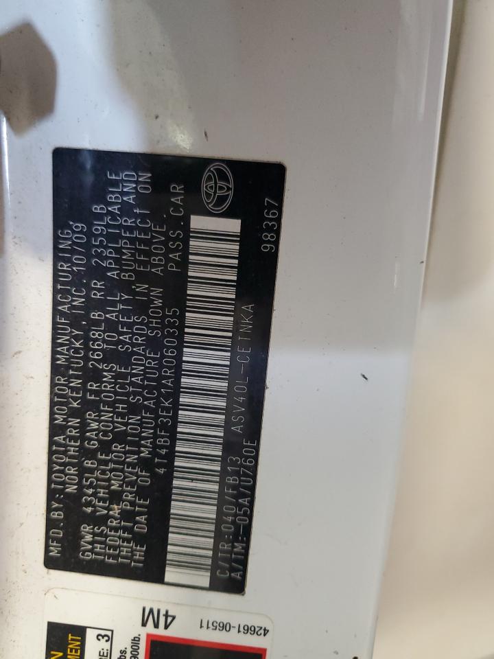 2010 Toyota Camry Base VIN: 4T4BF3EK1AR060335 Lot: 65932305