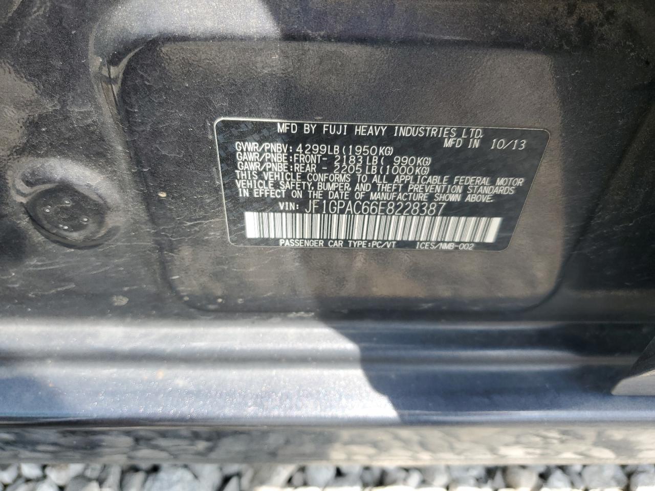 2014 Subaru Impreza Premium VIN: JF1GPAC66E8228387 Lot: 64750885