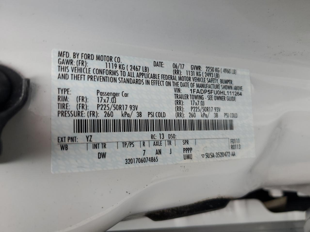 2017 Ford C-Max Titanium VIN: 1FADP5FU0HL111264 Lot: 63708645