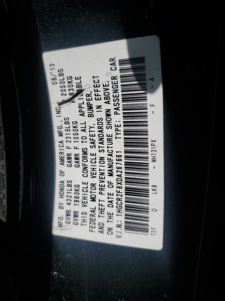 2013 Honda Accord Exl VIN: 1HGCR2F8XDA267661 Lot: 65687605