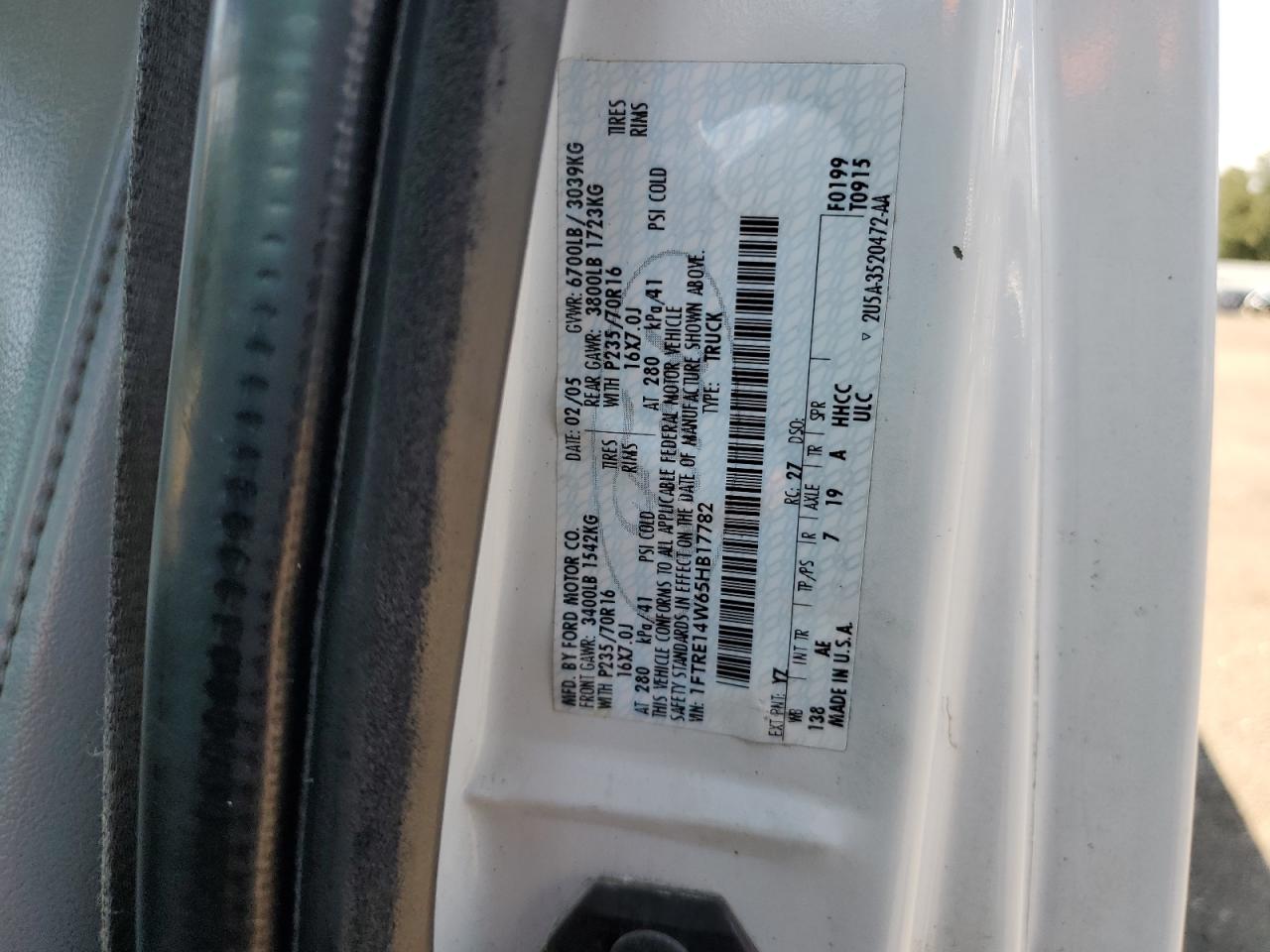 2005 Ford Econoline E150 Van VIN: 1FTRE14W65HB17782 Lot: 63740145