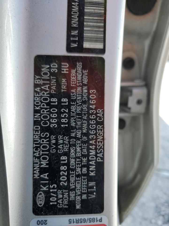 2016 Kia Rio Lx VIN: KNADM4A36G6634603 Lot: 63916615