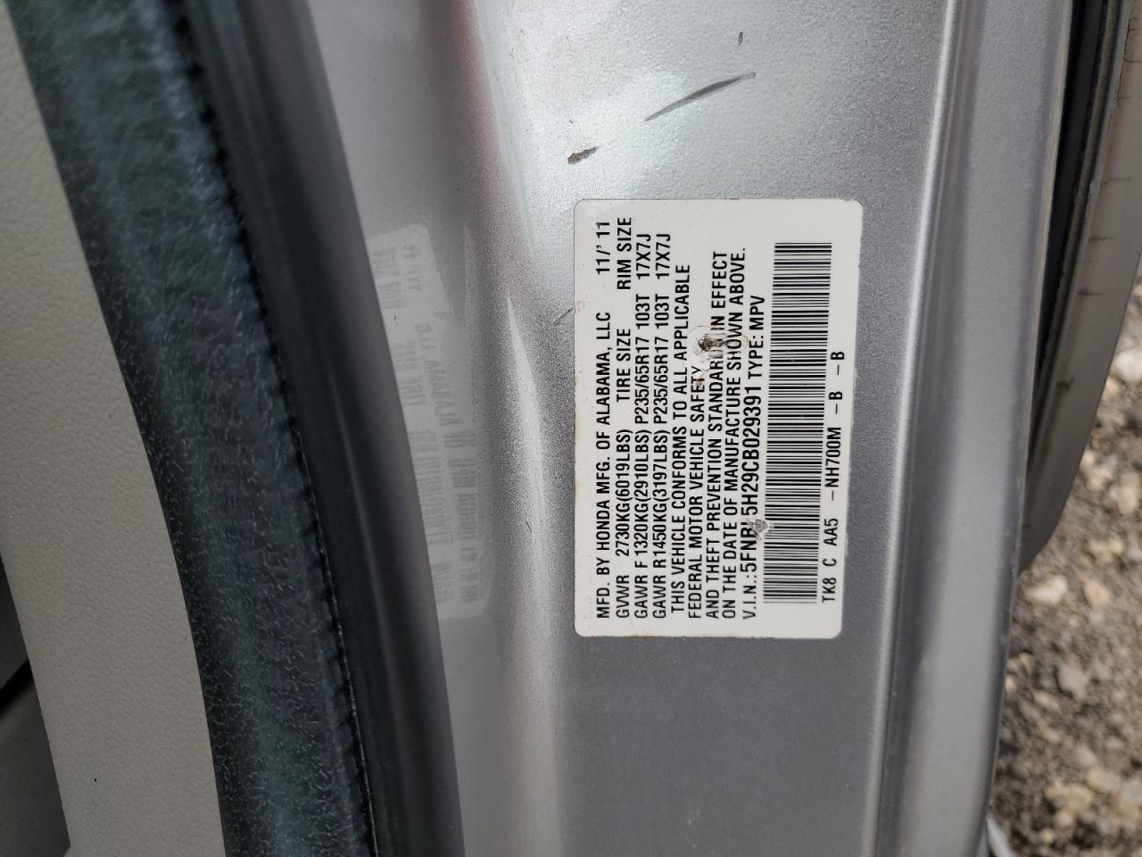 2012 Honda Odyssey Lx VIN: 5FNRL5H29CB029391 Lot: 63349335