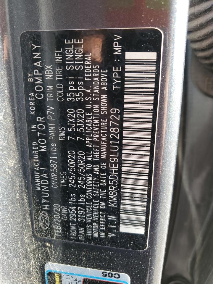 2020 Hyundai Palisade Limited VIN: KM8R5DHE9LU128729 Lot: 64726145