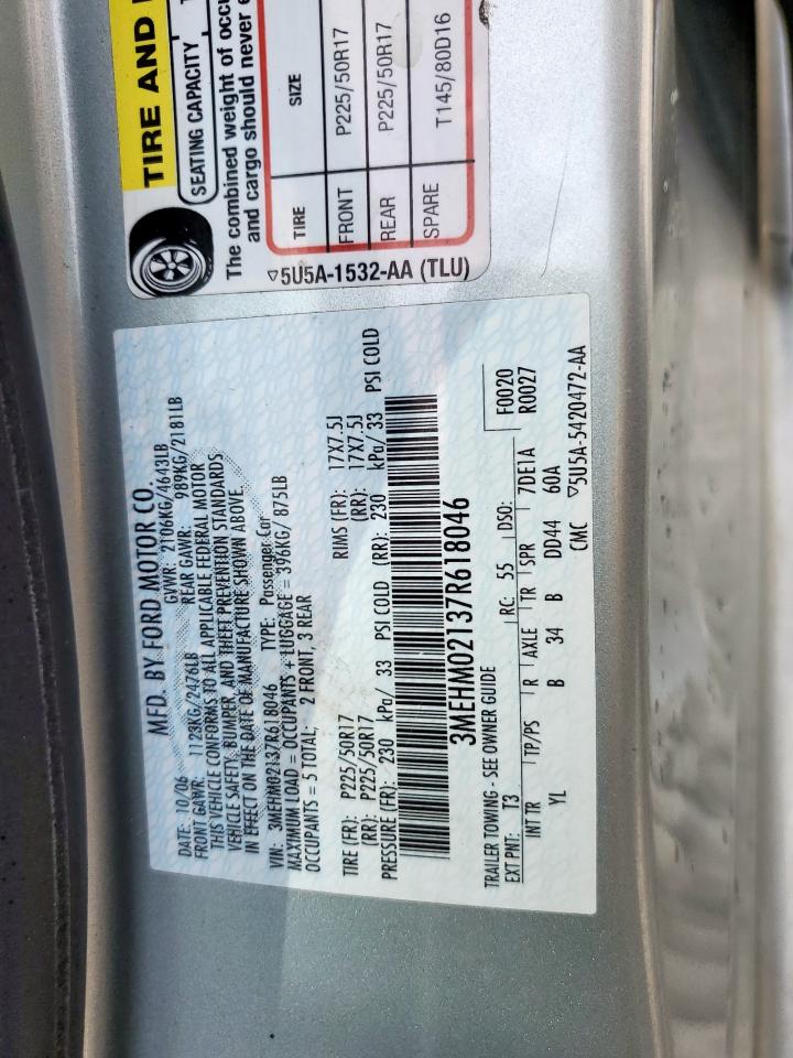 2007 Mercury Milan Premier VIN: 3MEHM02137R618046 Lot: 64174805