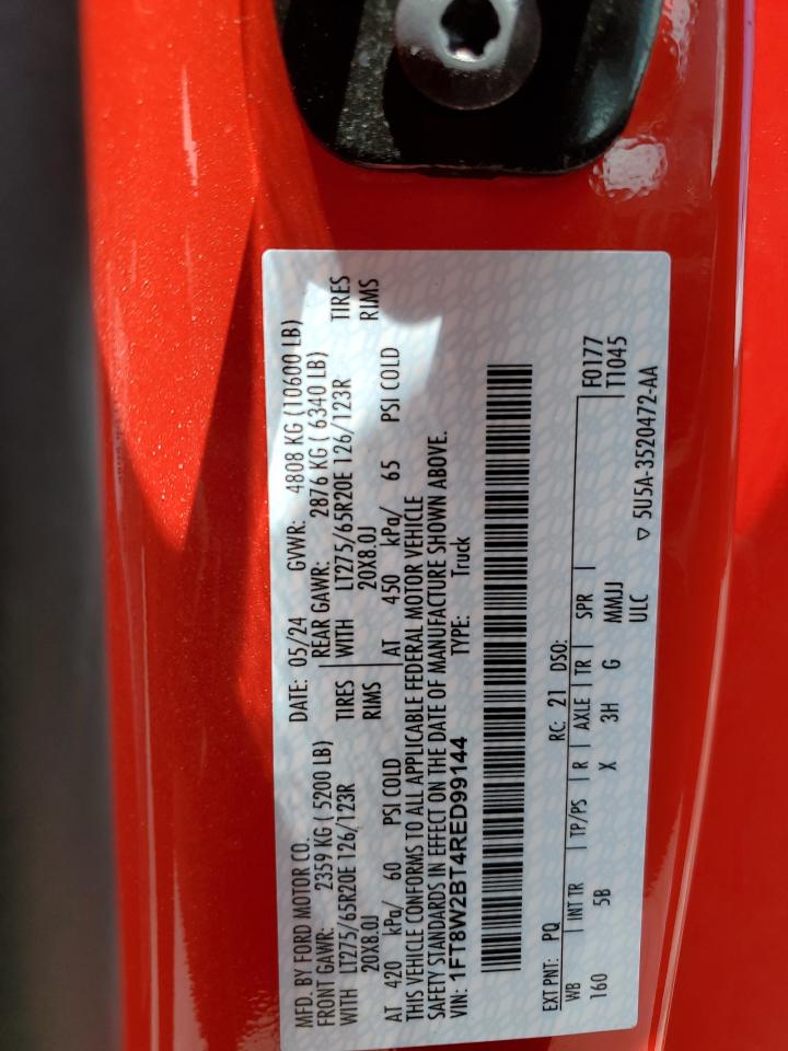 2024 Ford F250 Super Duty VIN: 1FT8W2BT4RES99144 Lot: 64820785