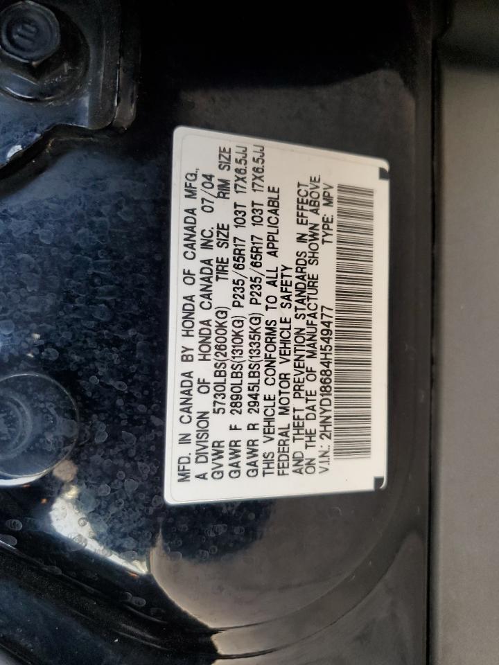 2004 Acura Mdx Touring VIN: 2HNYD18684H549477 Lot: 63148415