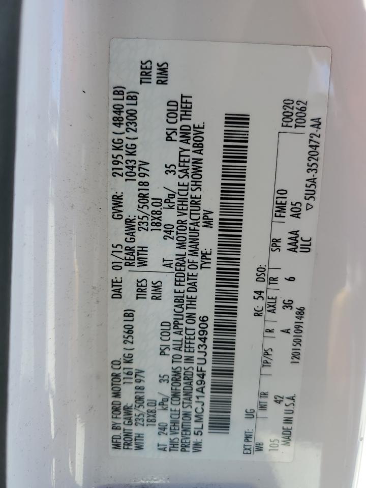5lmcj1a94fuj34906 5LMCJ1A94FUJ34906 2015 Lincoln Mkc