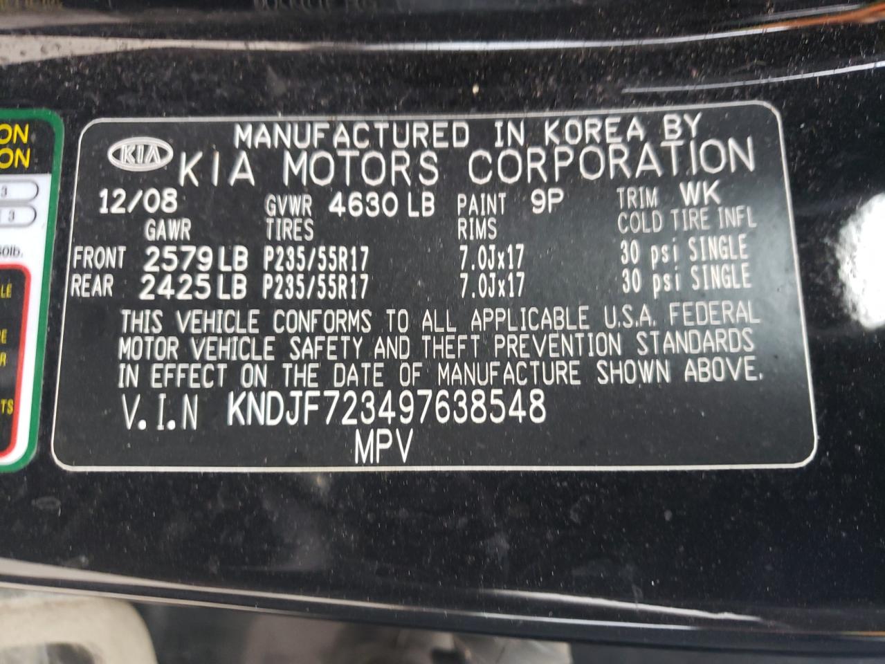 2009 Kia Sportage Lx VIN: KNDJF723497638548 Lot: 64540825