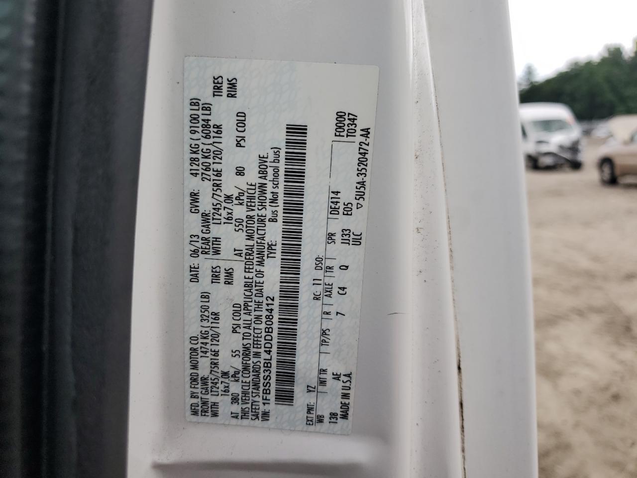 2013 Ford Econoline E350 Super Duty Wagon VIN: 1FBSS3BL4DDB08412 Lot: 63999845