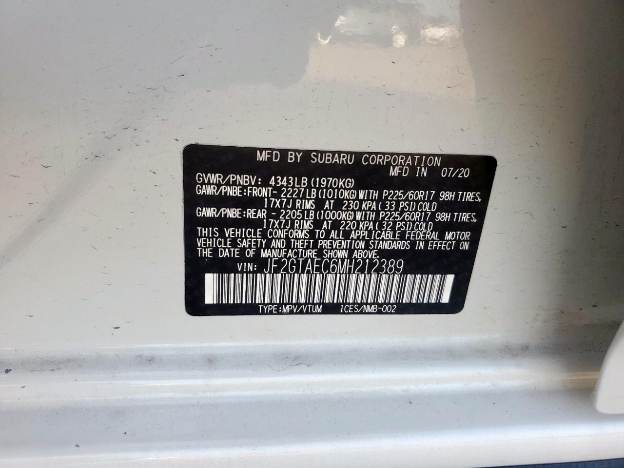2022 Subaru Forester Premium VIN: JF2SKAECXNH405210 Lot: 63393105