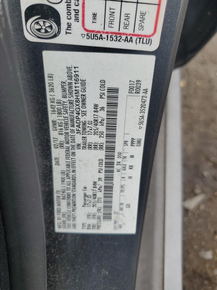 2017 Ford Fiesta St VIN: 3FADP4GX8HM116911 Lot: 65199605