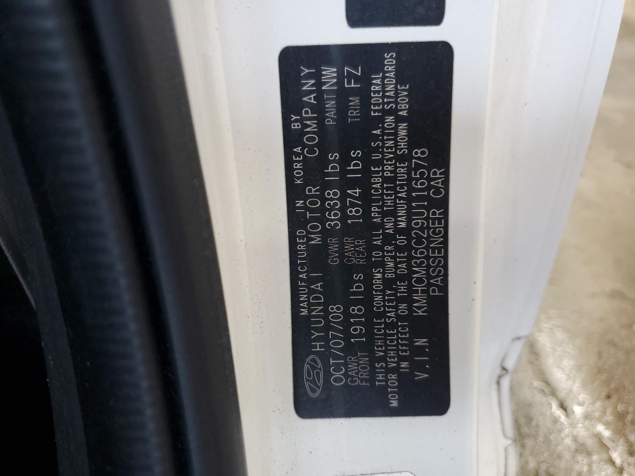 2009 Hyundai Accent Gs VIN: KMHCM36C29U116578 Lot: 64082935