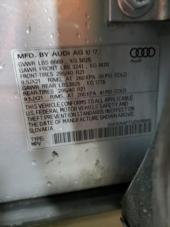 2018 Audi Q7 Prestige VIN: WA1VAAF71JD018900 Lot: 65009905