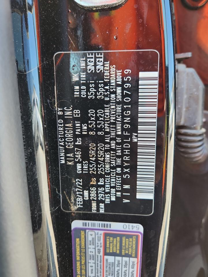 2022 Kia Sorento Ex VIN: 5XYRHDLF9NG107959 Lot: 63253875