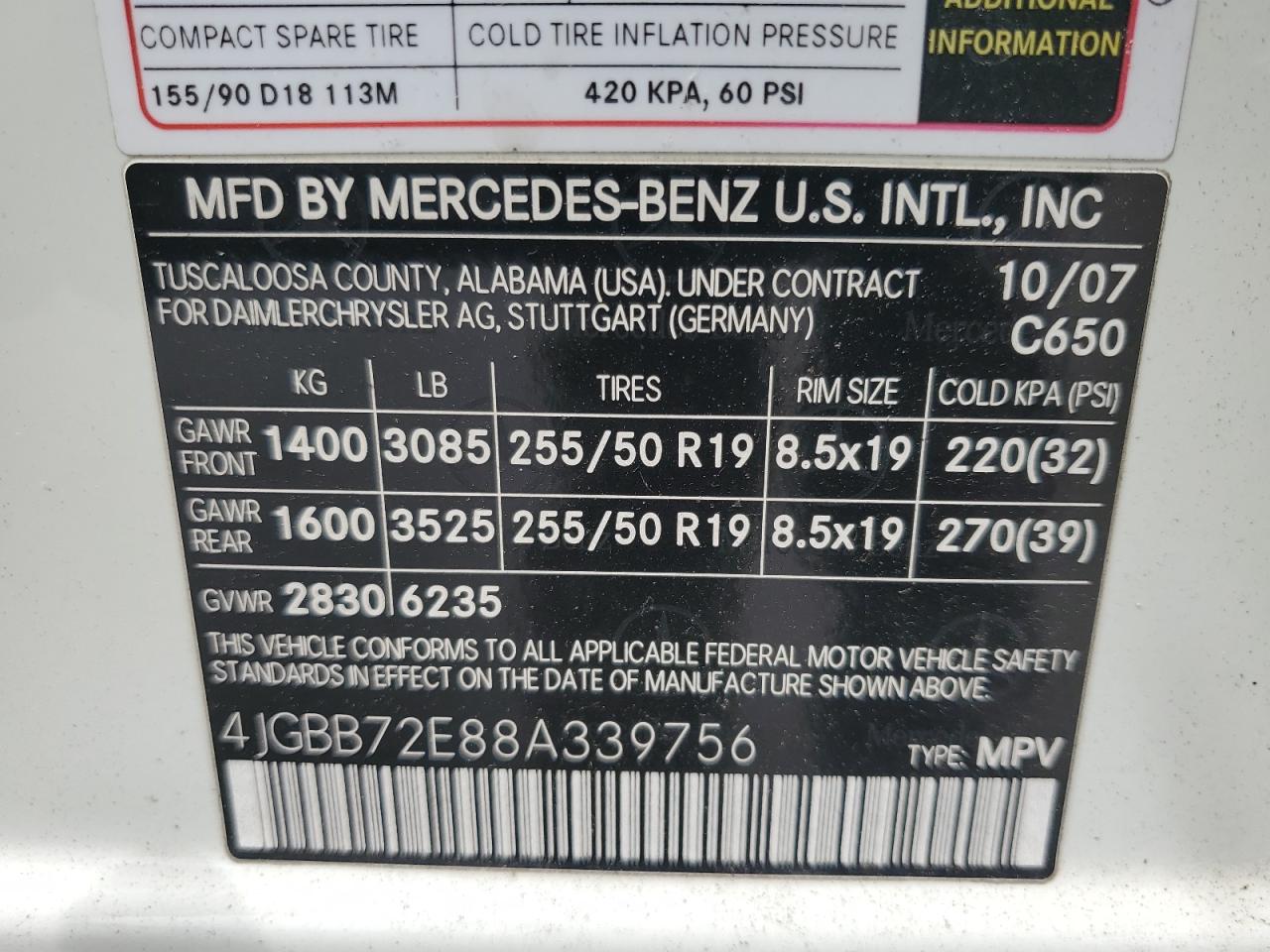 2008 Mercedes-Benz Ml 550 VIN: 4JGBB72E88A339756 Lot: 64700545