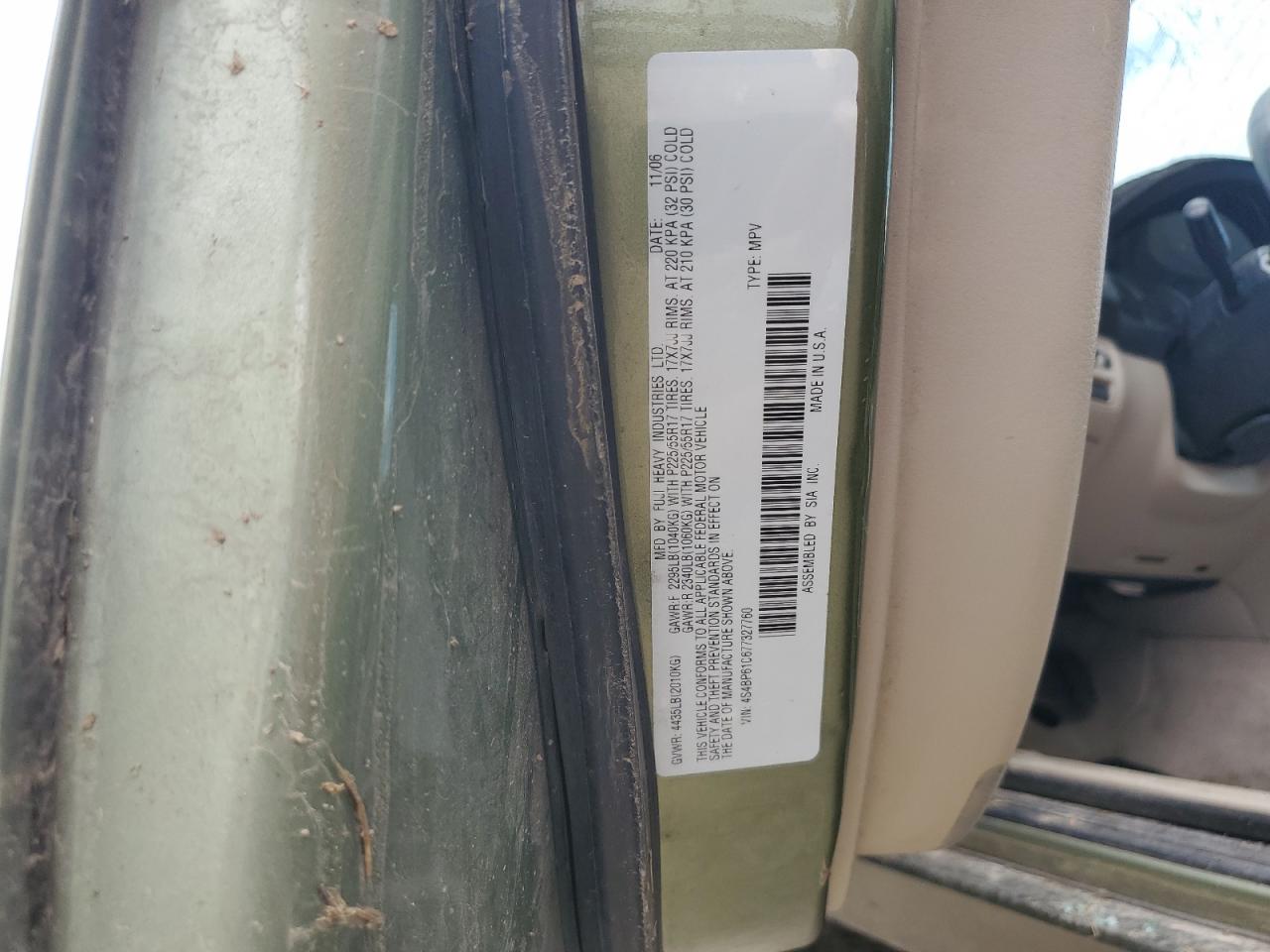 2007 Subaru Outback Outback 2.5I VIN: 4S4BP61C677327760 Lot: 63407275